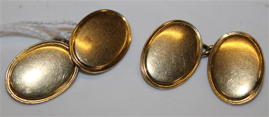 Pair of 18ct gold oval cufflinks